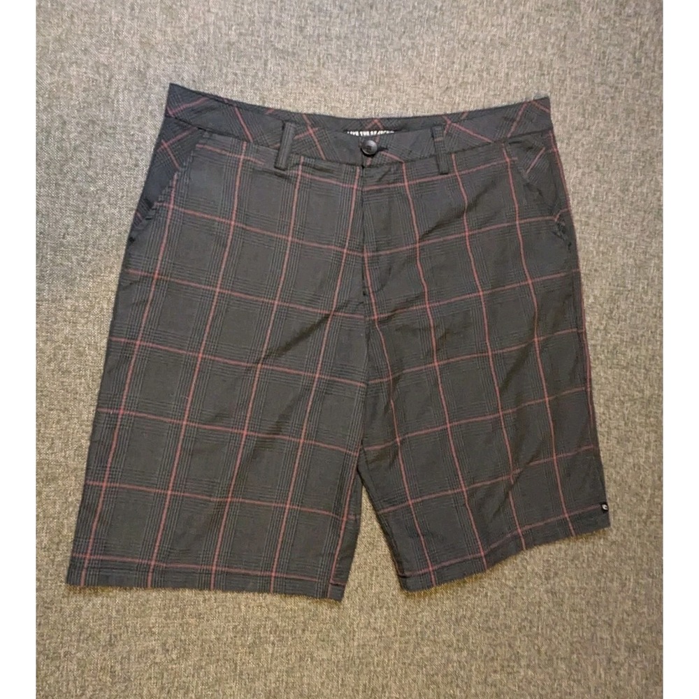Vintage Rip Curl Y2K Black Red Check Chino Shorts Live The Search Men's Size 40